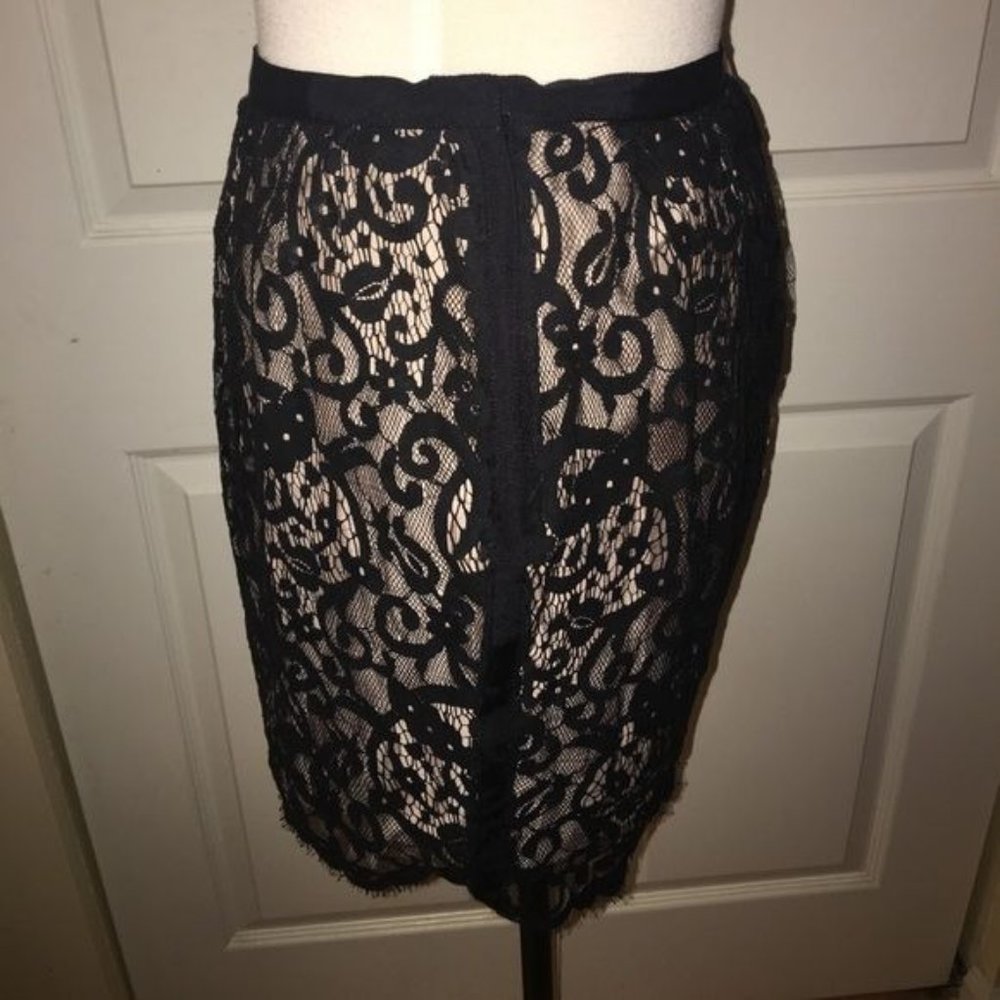 LOFT 0 black lace see through mini skirt NWT - Picture 2 of 4